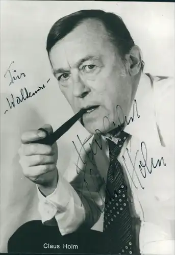 Ak Schauspieler Claus Holm, Pfeife, Portrait, Autogramm