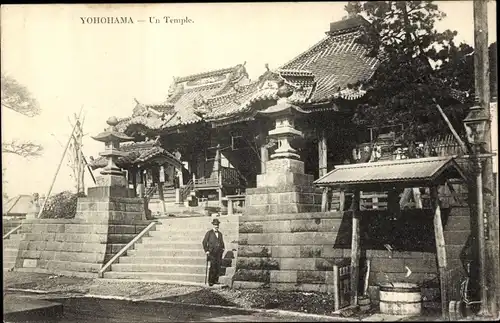 Ak Yokohama Pref Kanagawa Japan, Ein Tempel