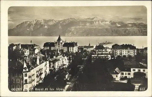 Ak Ouchy Lausanne Kanton Waadt, Hotel Royal und die Alpen