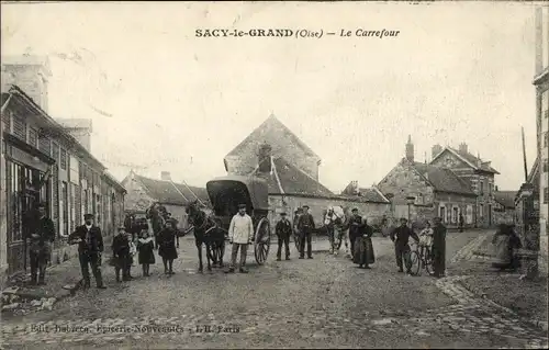 Ak Sacy-le-Grand Oise, Le Carrefour