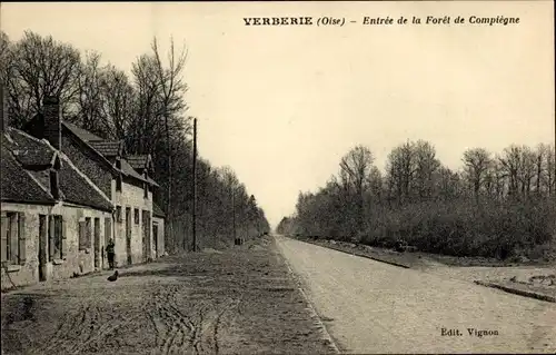 Ak Verberie Oise, Entree de la Foret de Compiegne