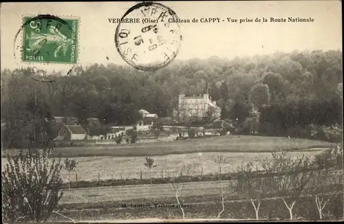 Ak Verberie Oise, Chateau de Cappy, Vue prise de la Route Nationale