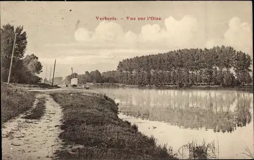 Ak Verberie Oise, vue sur l'Oise