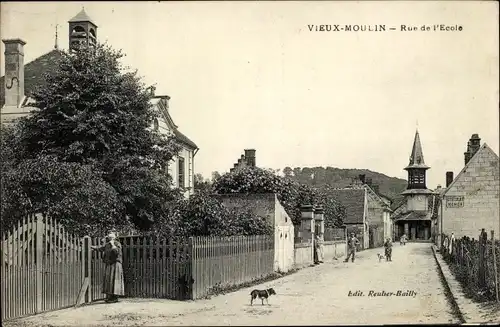 Ak Vieux Moulin Oise, Rue de l'Ecole