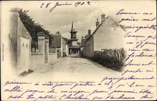 Ak Vieux Moulin Oise, Kirche, Straße