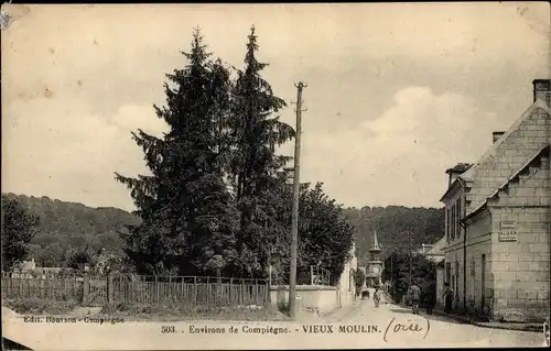 Ak Vieux Moulin Oise, Ortsansicht, Straße