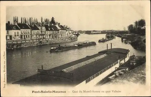 Ak Pont Sainte Maxence Oise, Quai du Mesnil-Sarrou ou quai Voltaire