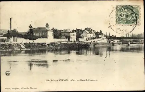 Ak Pont Sainte Maxence Oise, Quai du Mesnil-Chatelain