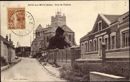 Ak Roye sur Matz Oise, Rue de l'Eglise