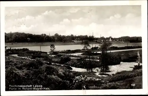 Ak Leipzig in Sachsen, Richard-Wagner-Hain, Parkanlage, Fluss