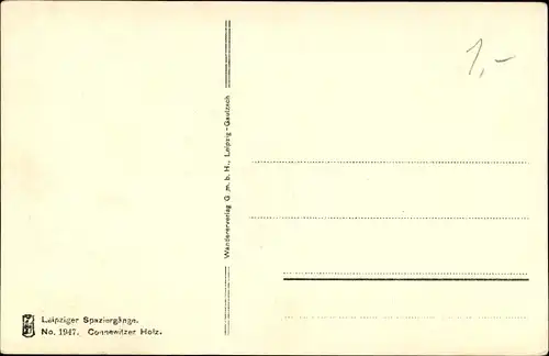 Ak Leipzig in Sachsen, Leipziger Spaziergänge Nr. 1947, Connewitzer Holz, Fluss, Sitzbänke, Allee