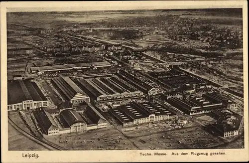Ak Leipzig in Sachsen, Technische Messe, Fliegeraufnahme