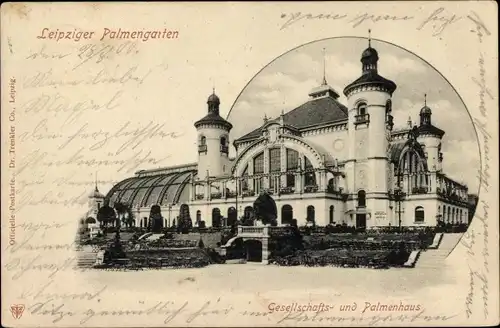 Ak Leipzig in Sachsen, Palmengarten, Gesellschaftshaus, Palmenhaus