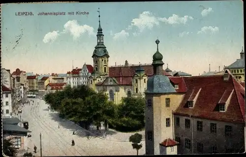 Ak Leipzig in Sachsen, Johannisplatz, Kirche