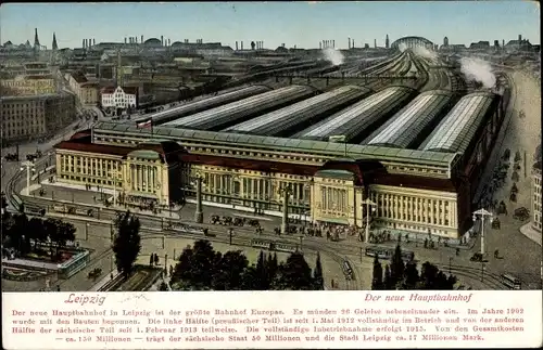 Künstler Ak Leipzig in Sachsen, Neuer Hauptbahnhof, Straßenseite