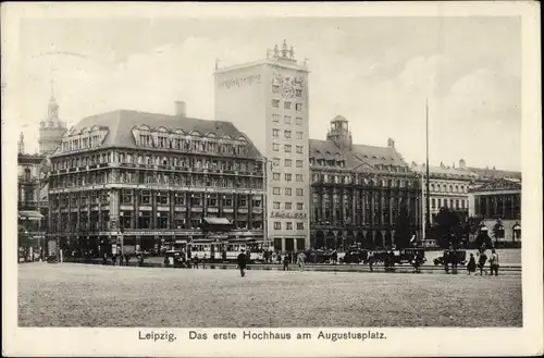 Ak Leipzig in Sachsen, Hochhaus am Augustusplatz