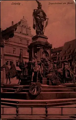 Ak Leipzig in Sachsen, Siegesdenkmal am Markt
