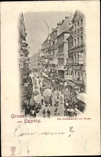 Ak Leipzig in Sachsen, Petersstraße zur Messe