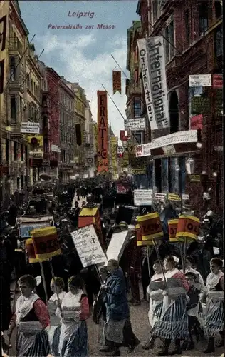 Ak Leipzig in Sachsen, Petersstraße zur Messe
