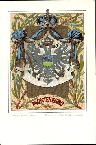 Wappen Litho Montenegro, Teil der Staatsflagge, Doppelköpfiger Adler