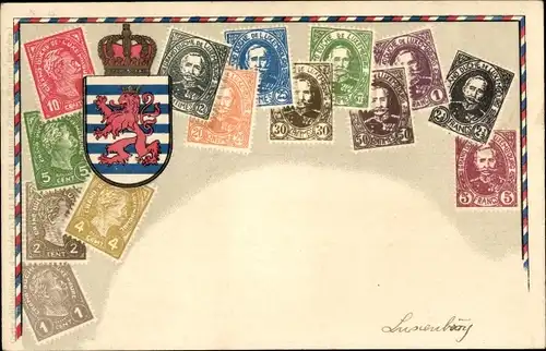 Briefmarken Wappen Ak Luxemburg, Löwe, Krone