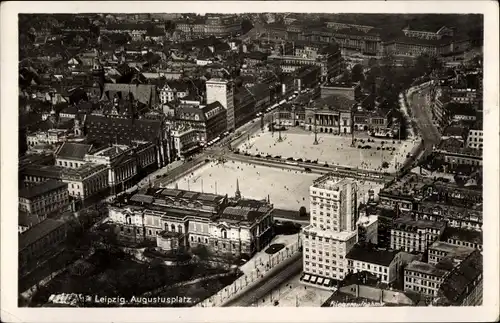 Ak Leipzig in Sachsen, Augustusplatz, Fliegeraufnahme