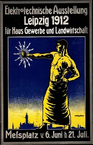 Künstler Ak Leipzig in Sachsen, Elektrotechnische Ausstellung 1912, Messplatz