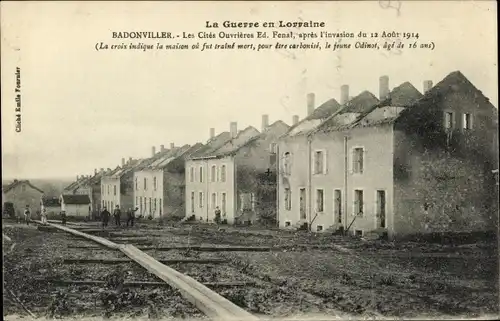 Ak Badonviller Badenweiler Meurthe et Moselle, zerstörte Häuser