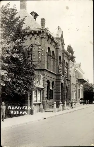 Foto Ak Obdam Nordholland, Raadhuis