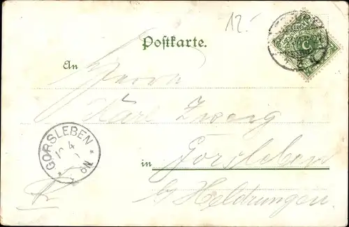 Litho Erfurt in Thüringen, Postgebäude, Rathaus, Straßenbahn