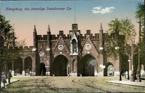 Ak Kaliningrad Königsberg Ostpreußen, Straßenpartie, Steindammer Tor