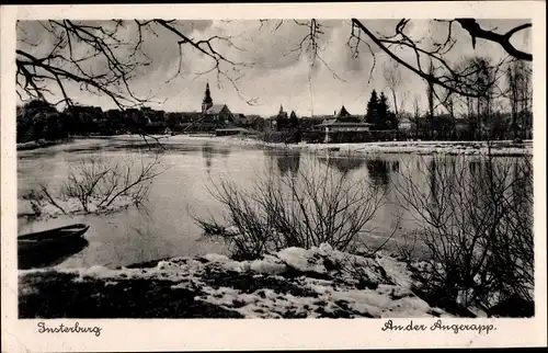 Ak Tschernjachowsk Insterburg Ostpreußen, Partie an der Angerapp im Winter