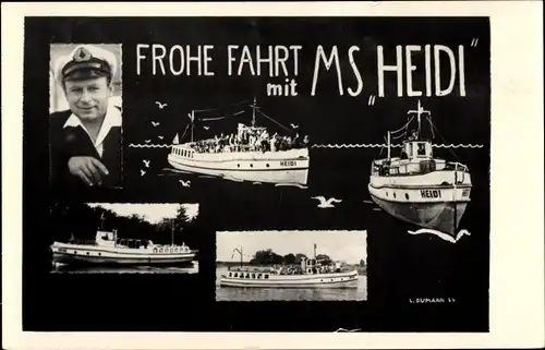 Foto Ak Ausflugsschiff MS Heidi, Kapitän