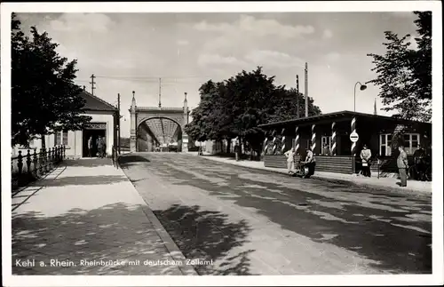 Ak Kehl am Rhein, Rheinbrücke mit deutschem Zollamt