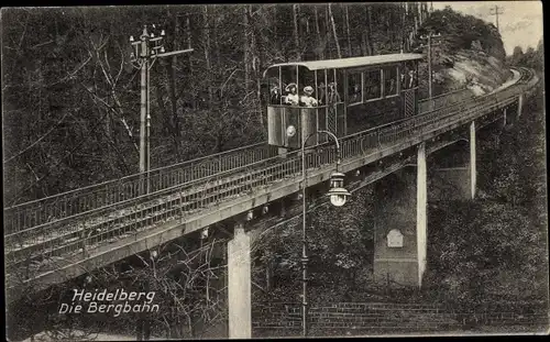 Ak Heidelberg am Neckar, Bergbahn, Standseilbahn