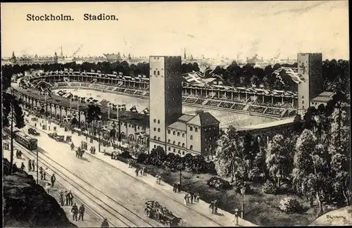 Künstler Ak Stockholm Schweden, Stadion