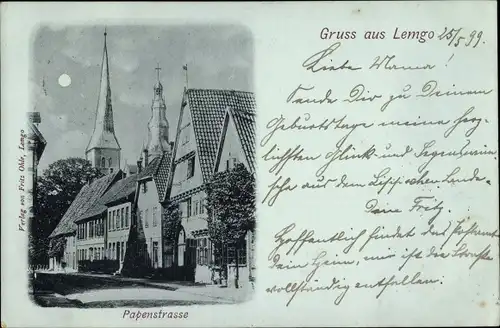 Mondschein Ak Lemgo in Lippe, Papenstraße