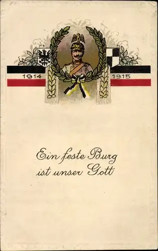 Präge Ak Eine feste Burg ist unser Gott, Kaiser Wilhelm II, Portrait