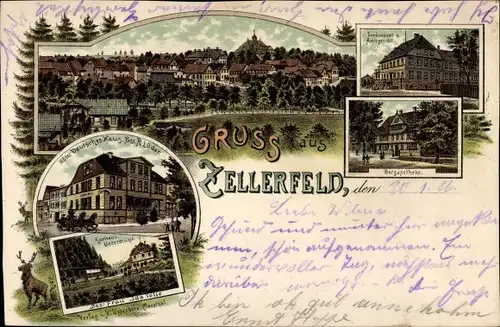 Litho Clausthal Zellerfeld im Oberharz, Hotel Deutsches Haus, Kurhaus Untermühle, Bergapotheke