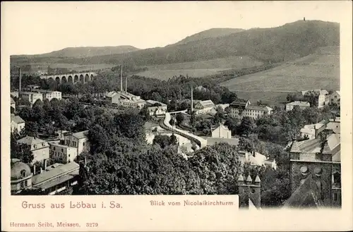 Ak Löbau in Sachsen, Panorama vom Nicolaikirchturm