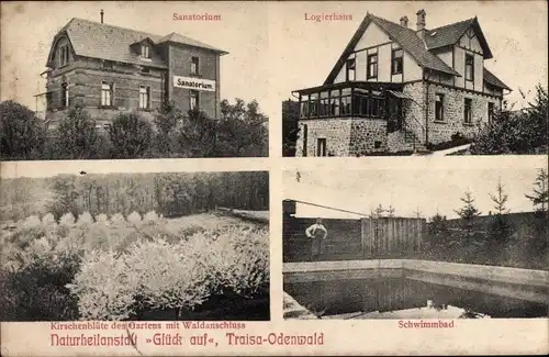Ak Traisa Mühltal im Odenwald Hessen, Naturheilanstalt Glück auf, Sanatorium, Logierhaus, Schwimmbad