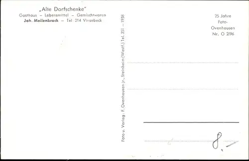 Ak Vinsebeck Steinheim in Westfalen, Alte Dorfschenke, Inh. Joh. Meilenbrock, Kirche