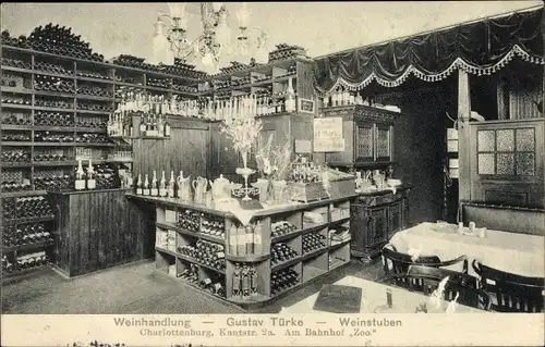Ak Berlin Charlottenburg, Weinhandlung und Weinstuben, Kantstraße 2a, Innenansicht