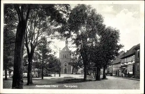Ak Hasselfelde Oberharz am Brocken, Marktplatz