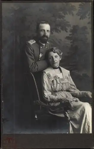 CdV Deutscher Soldat in Uniform, Portrait mit Frau, 1919, 1920