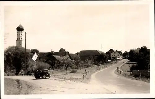 Ak Oberkammlach Kammlach in Schwaben Unterallgäu, Straßenpartie, Kirche