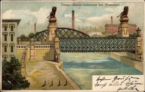 Litho Wien 19. Döbling Nussdorf Nußdorf, Donau-Kanal-Schleuse