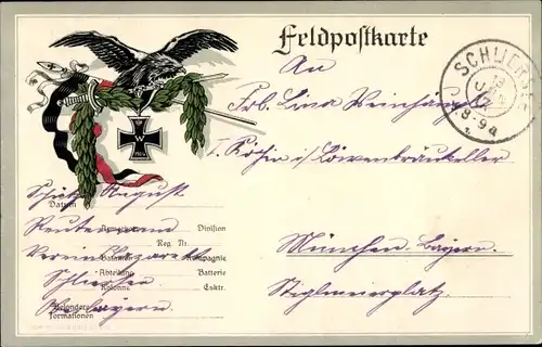 Ak Propaganda, Adler, Schwert, Kranz, Eisernes Kreuz