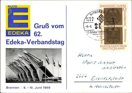 Ak Hansestadt Bremen, 62. Edeka-Verbandstag 1969