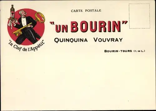 Ak Bourin Tours Indre et Loire, Reklame, Bourin, Quinquina Vouvray